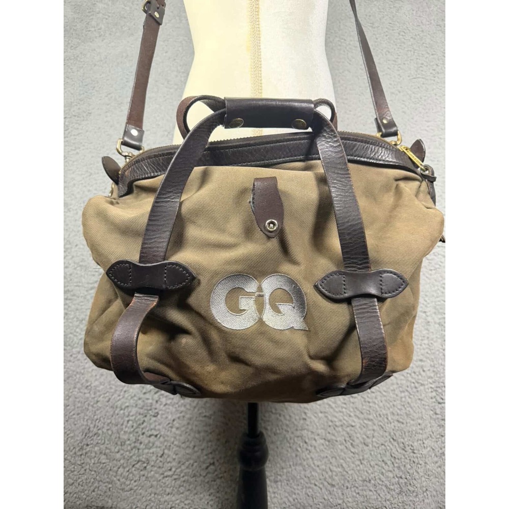 Filson‎ x GQ Rugged Twill Duffle Bag Otter Green Bridle Leather Made in USA Men